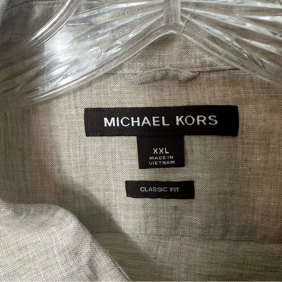 MICHAEL KORS Linen Long Sleeve Shirt in Tan Size XXL - Picture 4 of 5